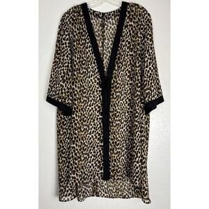 Torrid Leopard Sheer Kimono Duster Cardigan 2X MSRP $79 1874